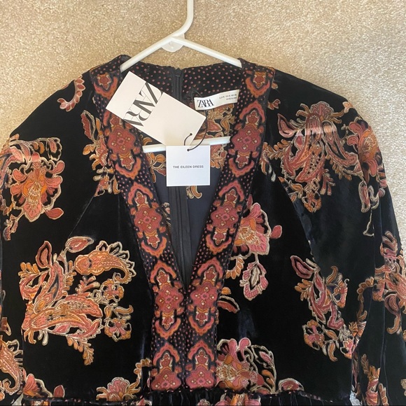 Zara velvet trim dress ✨ - Picture 9 of 14